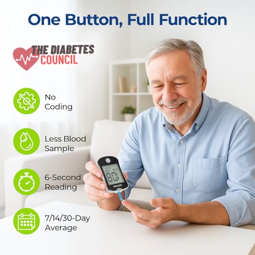 AUVON Blood Glucose Monitor Kit for Accurate Test, 50 Strips, No Coding 50-piece kit