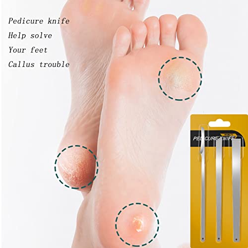 Stainless steel ingrown toenail pedicure knife set,professional foot skin scraper repair sharp blade kit for nail corn callus paronychia treatment. (3), Silver