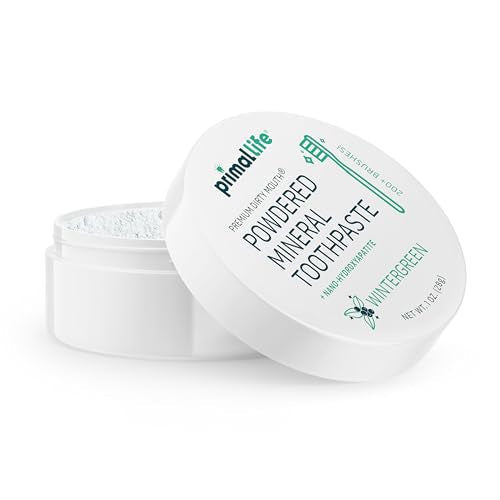 Primal Life Organics - Dirty Mouth Toothpowder, Tooth Cleaning Powder, Flavored Essential Oils with Natural Kaolin & Bentonite Clay, Good for 200+ Brushings, Organic, Vegan (Wintergreen, 1 oz) 1 Ounce (Pack of 1) Wintergreen