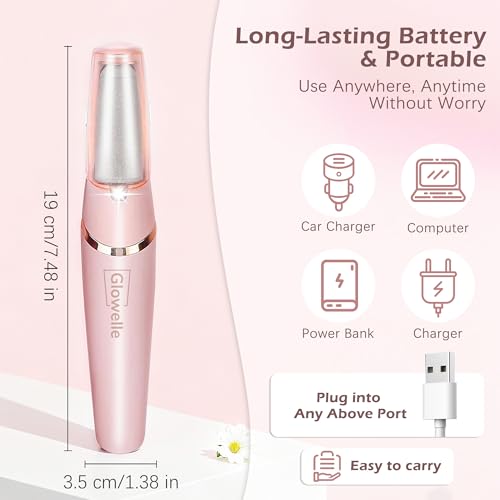 Glowelle Electric Foot Callus Remover, Electric Callus Remover for Foot, Rechargeable Portable Pedicure Tool Kit, Smooth Foot File Tools for Dead Hard Cracked Dry Skin, Foot Care for Women,Men Gift Pink