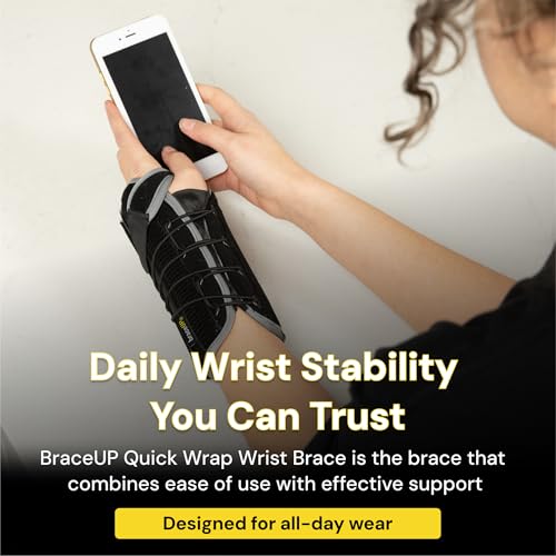BraceUP Quick Wrap Wrist Brace for Carpal Tunnel, Tendonitis, and Arthritis – Hand and Wrist Support Splint (Right Hand) Right Hand
