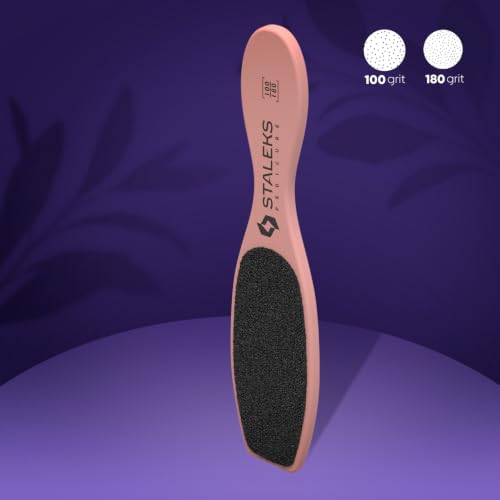 STALEKS Beauty & Care 20/3 Foot File, 100/180 Grit, Pink Callus Remover Straight with Pink Covering