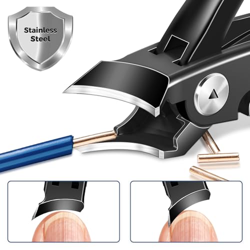 Slanted Toenail Clippers, Wide Opening Ingrown Nail Clippers for Men Black 2pcs