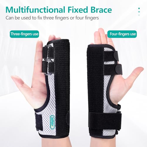lefeke Trigger Finger Splint, Multi Finger Brace for Middle, Index, Pinky, or Ring Fingers, Hand Brace with Finger Support, Straightening Immobilizer for Broken Fingers, Arthritis, Contractures M Black
