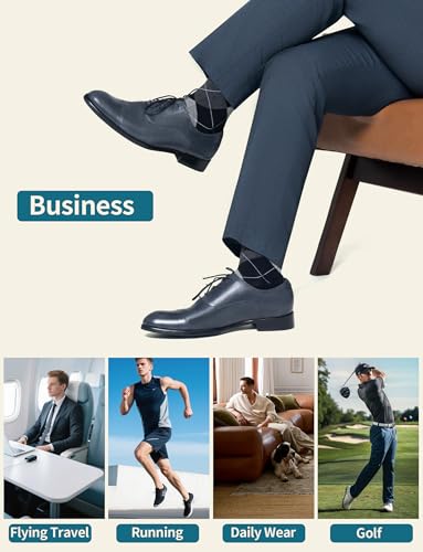 Men's Cotton Compression Socks 20-30 mmHg (3 Pairs) - Knee High Support for Circulation, Travel, Flying, Dress Medium-Large 3 Pairs - Classic Dark