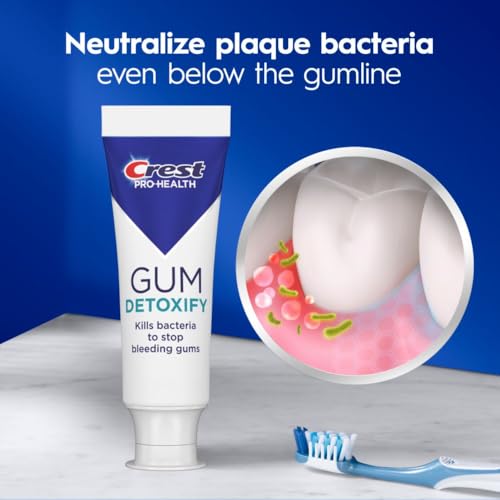 Crest Pro-Health Gum Detoxify Antibacterial Fluoride Toothpaste, 4.8 oz 3 Pack, Enamel and Gum Repair, Cavity Protection, Deep Clean, Plaque Control, Clinically Proven, Travel Size Toiletries 4.8 Ounce (Pack of 3)