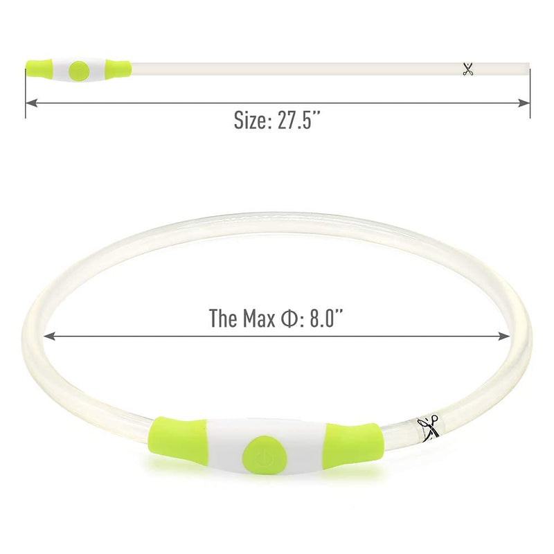iTayga Luminous Dog Collar, USB Rechargeable and Waterproof Dog Collar, Adjustable Length, Safety Collar for Dogs and Cats, 3 Modes, Green - BeesActive Australia