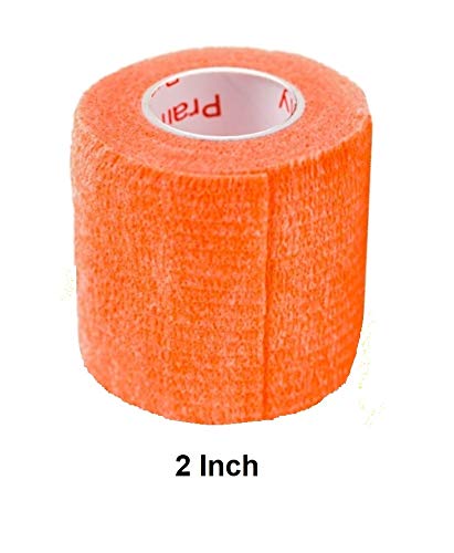 Vet Tape (Orange) (2 Pack) (2 Inch x 15 feet) Self Adhesive Adherent Adhering Cohesive Flex Self Stick Bandage Grip Roll Dog Cat Pet Horse - BeesActive Australia