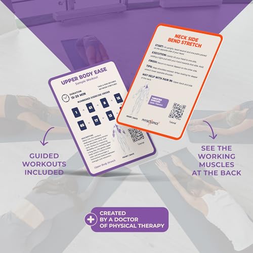 Stretching Exercise Cards – 100 Illustrated Flexibility and Mobility Flash Cards Designed by a Physical Therapist with Video Tutorials for Men and Women