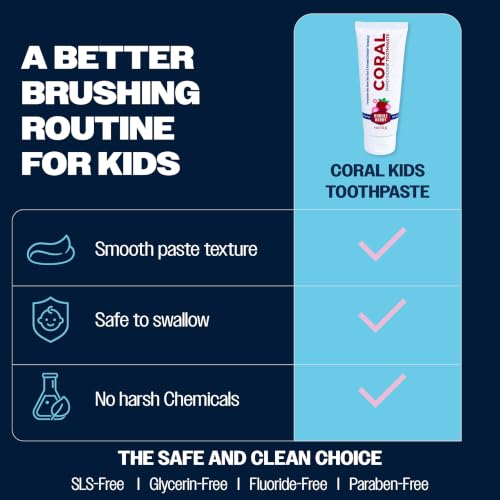 Coral Nano Silver Bubble Berry Kids Toothpaste, Natural Fluoride Free Teeth Whitening Toothpaste, Coral Calcium Nano Silver Infused SLS Free - 4 Ounces (2 Pack) 4 Ounce (Pack of 2)