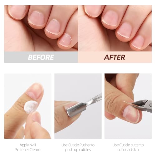 2 Set Cuticle Trimmer with Cuticle Pusher and Cutter, Stainless Steel Manicure Kit for Women Fingernails and Toenails