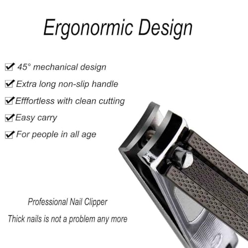 Liangery Nail Clippers Nail Cutter for Ingrown Toenail Removal Treatment Tools, Fingernail Nippers with Comfort Grip Handle Slanted Cuticle Trimmer for Men Women Seniors Adult Thick Nails (L)