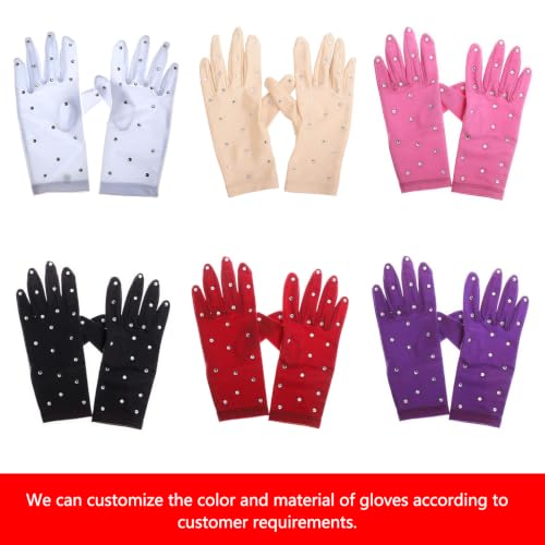LIUHUO Girls Matching Figure Skating Dress Gloves Large Red