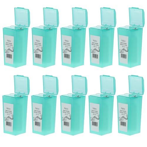 Dental Floss Refill 200 Yards Each, Shred-Resistant Durable Large Jumbo Mint Waxed Spool Floss Refill Bulk Pack with Green Translucent Dispenser (10-Pack) 60 Foot (Pack of 10)