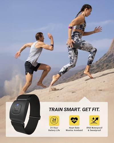Scosche Rhythm Heart Rate Monitor Armband - Optical Heart Rate Armband Monitor with Dual Band Radio ANT+ and Bluetooth Smart Black R2.0