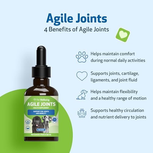Pet Wellbeing Agile Joints & Omega-3 Icelandic Fish Oil for Dogs - NASC Certified & Vet-Formulated Herbal Joint Support & EPA/DHA Bundle, Herbal Liquid & Molecularly Distilled Fish Oil, 2 oz & 8 oz