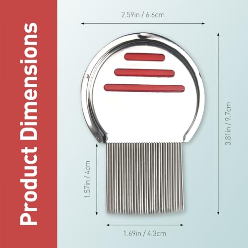 2 Pack Professional Stainless Steel Lice Comb, Reusable Lice and Nit Remover with Improved Precision Teeth, Red and Blue Set, Premium Quality for Effective Lice Removal