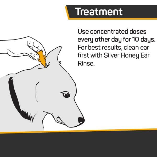Absorbine Silver Honey Rapid Ear Care Vet Strength Concentrated Doses, 5 Ear Drops for 10 Days on 1 Ear for Dogs & Cats, Medical Grade Manuka Honey & MicroSilver BG - BeesActive Australia