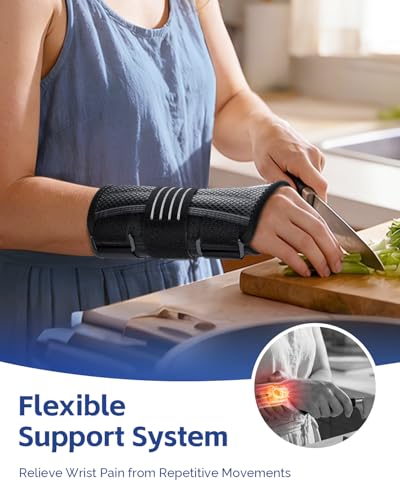 FEATOL Lightweight Carpal Tunnel Wrist Brace for Daily Work, 7 inches Comfortable & Adjustable Night Support for Women Men, Hand Brace With Splint Pain Relief for Tendonitis, Sprains, Arthritis,Left H