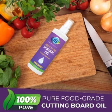 4oz US+ 100% Pure Mineral Oil Spray - Food-Grade - Cutting Board Oil - Restores & Protects Cutting Boards, Butcher Blocks, Countertops, Steel Surfaces & More (4oz Spray) - BeesActive Australia