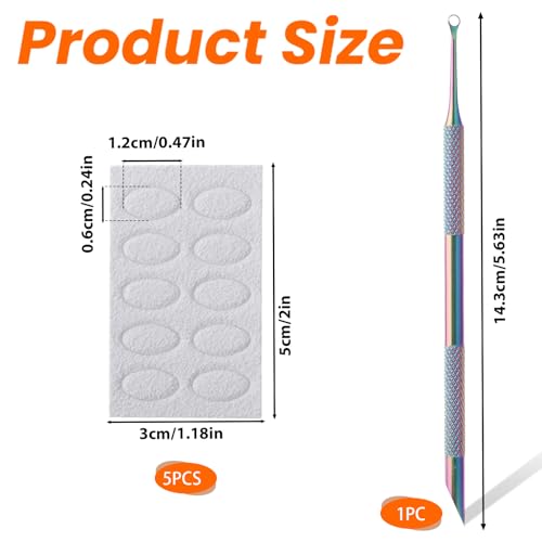 Cuticle Pusher, Dual Ended Nail Cuticle Remover with 5 Nail Sand Polishing Tablets Nail Care Polish Remover Cuticle Trimmer Manicure Kit for Pedicure Nail Art Titanium steel, white