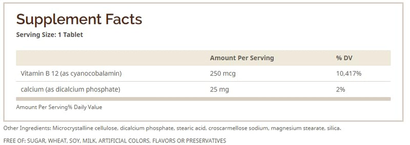 Vitamin B-12 TABS 250 MCG WMILL Size: 100