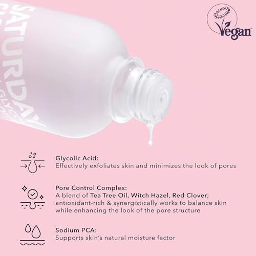 Saturday Skin Pore Clarifying Glycolic Acid Toner: Pore Minimizer Face Pore Toner
