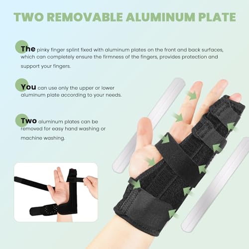 Metacarpal Finger Splint Hand Brace - Pinky Ring Finger Immobilizer For Boxer Fractures -Fit for Both Left or Right Hand (Large) Large