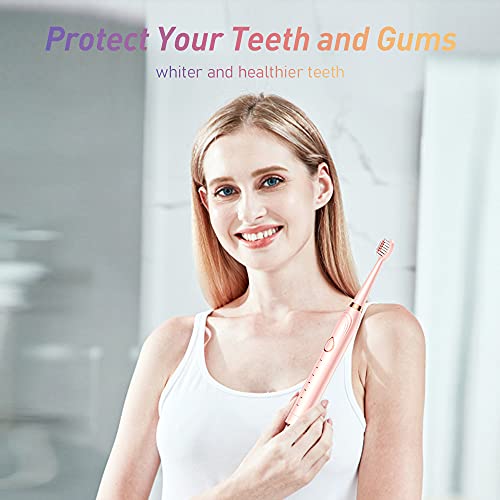Sonic Electric Toothbrush, USB Rechargeable Powerful Sonic Cleaning Tooth Brush with 6 Modes, 5 Brush Heads + 1 Facial Cleansing Brush Head + 1 Face Massage Head Whitening Toothbrushes
