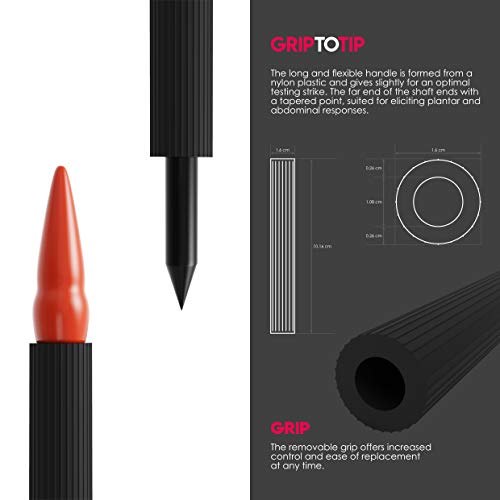 MDF Instruments, Queen Square Neurological Reflex Hammer with Pointed Tip for Superficial Responses - Durable, Professional-Grade - Black (MDF545-11) (Pack of 2) 1 Count (Pack of 2)