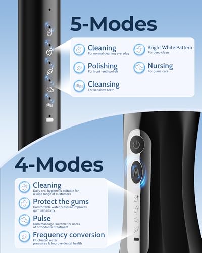 Electric Toothbrush with Water Flosser for Teeth, Sonic Electric Toothbrush and Electric Floss for Adults and Kids, Water Dental Picks, Cleaning and Flossing Dental Care, Waterproof Blacks