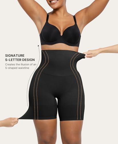 SHAPELLX Tummy Control Shapewear Shorts for Women High Waisted Butt Lifting Medium 01-black