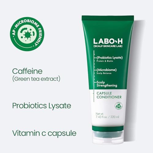 LABO.H Scalp Strengthening Capsule Conditioner for Hair Growth & Anti-Loss | Vegan Treatment with Vitamin C, Biotin, Caffeine and Rosemary Oil, Instant Softening & Nourishing, Korean, 7.43 Fl. oz.