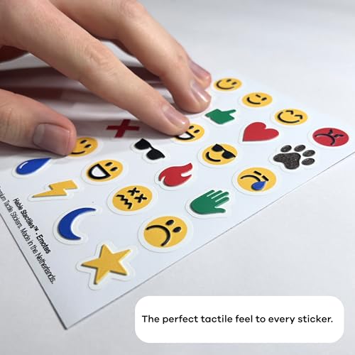 2.5D Tactile Emoji Stickers for the Visually impaired - 24 Emoji & Smiley Identification Markers - Experience Emojis Through Touch - Low Vision Aid, Ideal for Kids & Everyday Use