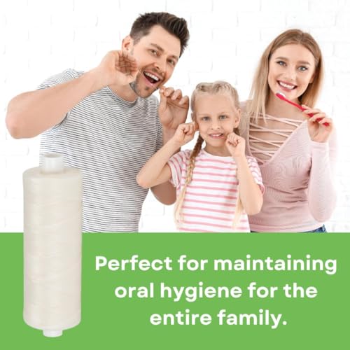 Dental Floss Refill 200 Yards Each, Shred-Resistant Durable Large Jumbo Mint Waxed Spool Floss Refill Bulk Pack with Green Translucent Dispenser (10-Pack) 60 Foot (Pack of 10)