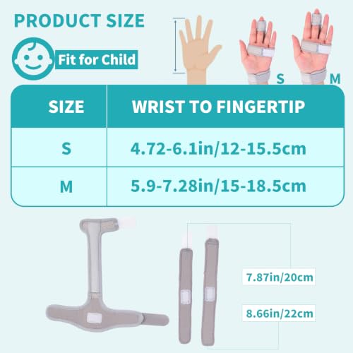 Single Trigger Finger Splint For Child, Aluminum Finger Brace Joint Stabilizer, Adjustable Composite Fabric Hand Brace and Wrist Brace Support for Middle, Index, Pinky or Ring Finger Support (Gray-M) Medium