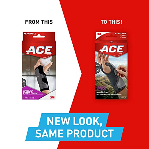 ACE Brand Reversible Splint Wrist Brace, Provides Moderate Stabilizing Support to Sore, Weak and Injured Wrists, Adjustable, Gray, 1/Pack