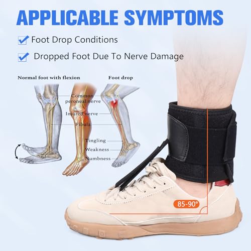 Cozyhealth AFO Foot Drop Brace For Walking Lifting Shoes Provides Adjustable Drop Foot Support For Men Or Women Can Be Worn, Foot Up Splint for Ankle, Improve Walking Gait Fits Left Right Foot (L/XL) L/XL