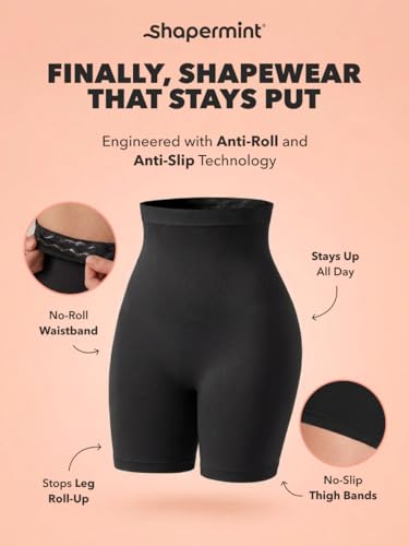 SHAPERMINT Shapewear for Women - High-Waisted Shapewear Tummy Control Shorts, Thigh Slimmer, Underwear for Women X-Large-XX-Large Black
