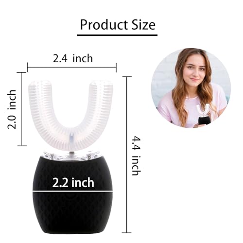 Adult Automatic Ultrasonic Toothbrush Waterproof Timer Travel Black