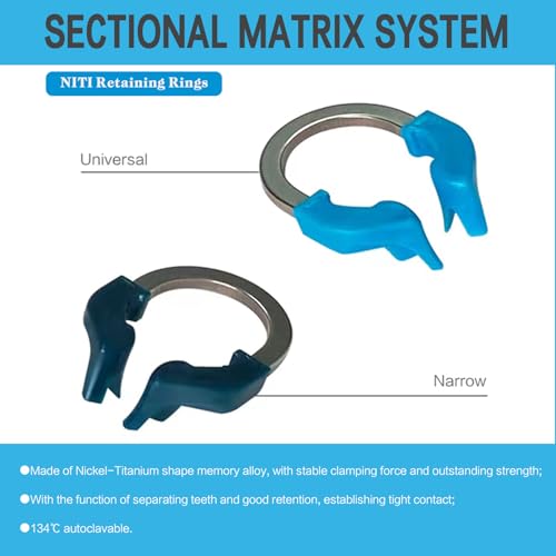 Dental Sectional Matrix System, Dental Sectional Contoured Matrices Refill Matrix Bands, Sectional Contoured Metal Matrices, Nickel Titanium Clamp Ring Resin Holder Clip Ring-Green Ring Green Ring