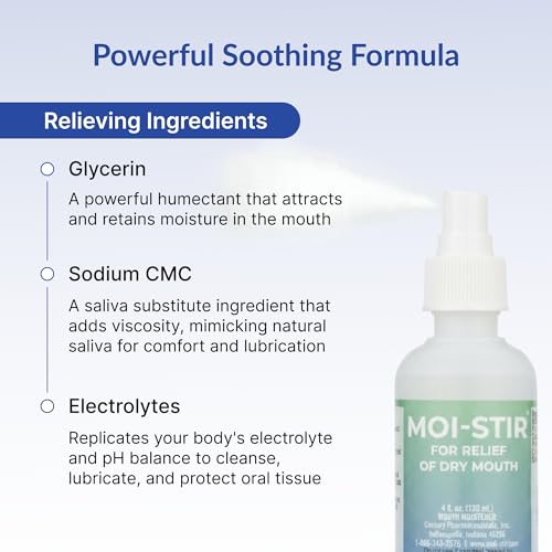 Moi-Stir Oral Moistener Spray for Dry Mouth, 4 oz