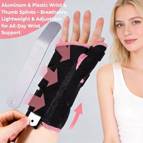 Adjustable Wrist & Thumb Immobilizer Brace, Breathable Splint Wrist Support for Joint Pain & Tension Relief, Right Hand Size S