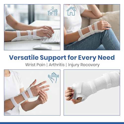 Resting Hand Splint for Carpal Tunnel, Wrist Brace Support with Moldable Thermoplastic - Low-Temperature Customizable Hand Brace for Arthritis, Tendonitis, Sprains - Fits Left or Right Hand Breathable Mesh (Right, Large)