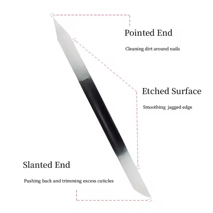 Professional Glass Nail File Set, 3-Piece Crystal Files with Case. Glass Nail File Set Includes a Nail File, Cuticle Pusher, and Nail Buffer, Manicure Tools, Black Gradient