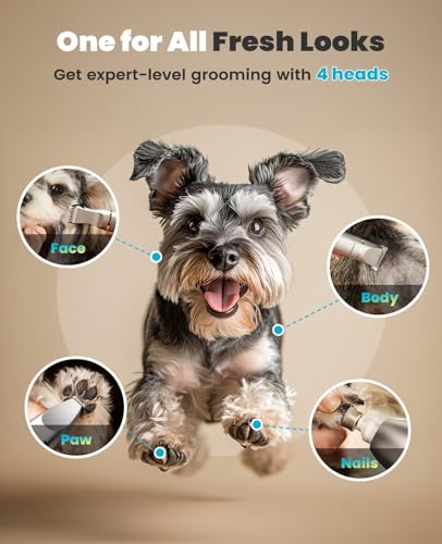 oneisall 4 in 1 Dog Grooming Kit with LCD Display Silver
