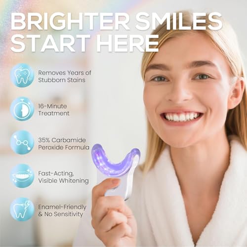 Venus Visage Teeth Whitening Pen (4 Pack) and Teeth Whitening Kit with LED Light Device - Includes 3 Gel Pens, Tooth Whitener Trays & Remineralization Pens, Low Sensitivity & Enamel-Safe, Mint Flavor