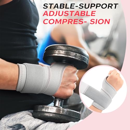 Wrist Brace for Carpal Tunnel 2 Pack Right Left Hand, Adjustable Wrist Brace for Day Night Support, Wrist Support Wraps for Women Men,Tendonitis, Arthritis, Weightlifting, Sports, Grey Grey, Wrist Support Brace, 2 Pack(Left and Right Hands)