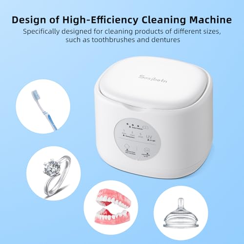 Ultrasonic Jewelry Cleaning Machine, 48KHz deep Cleaning Professional ultrasonic Cleaning Machine with one-Click Operation, Jewelry, dentures, Glasses, Food-Grade Stainless Steel Water Tank