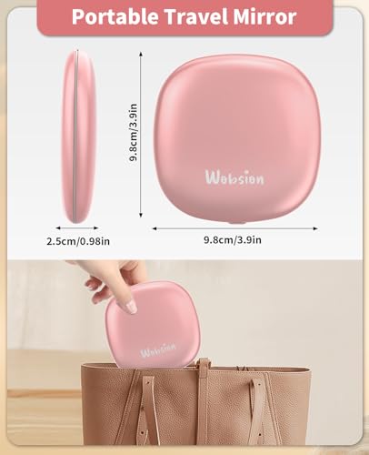 WOBSION 1x/10x Rechargeable Lighted Travel Makeup Mirror Rose Gold